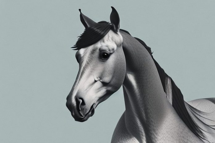 A hanoverian horse in a field in upington
