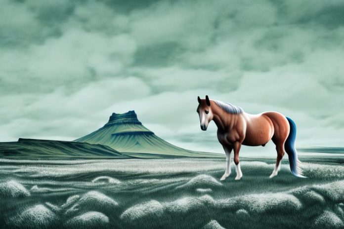 A horse in a rural icelandic landscape