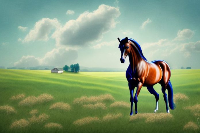 A hanoverian horse in a rural setting