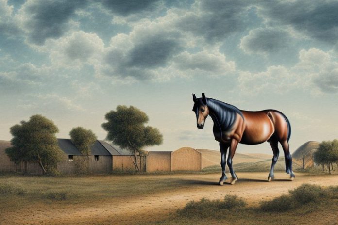 A morgan horse in a rural landscape in upington