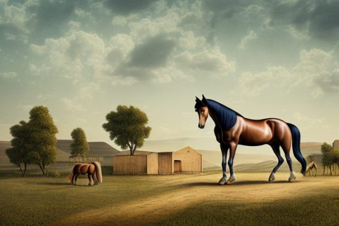 A morgan horse in a rural landscape in vryburg