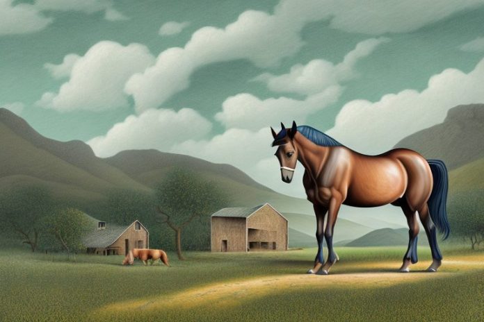 A morgan horse in a rural landscape in knysna