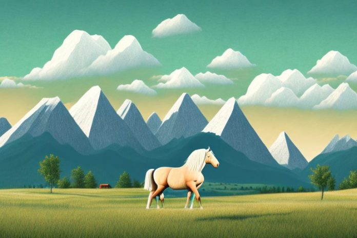 A haflinger horse in a rural landscape