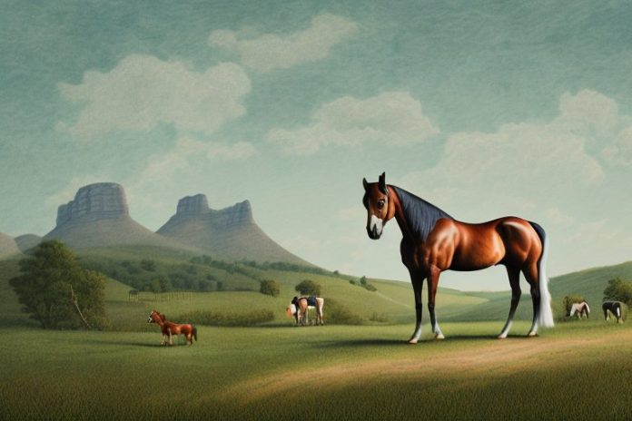 A horse in a mountainous landscape in port shepstone