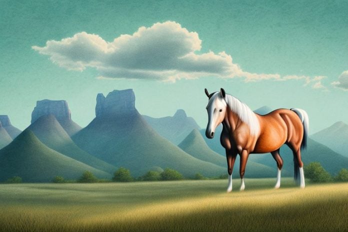 A majestic kentucky mountain saddle horse in a rural south african landscape