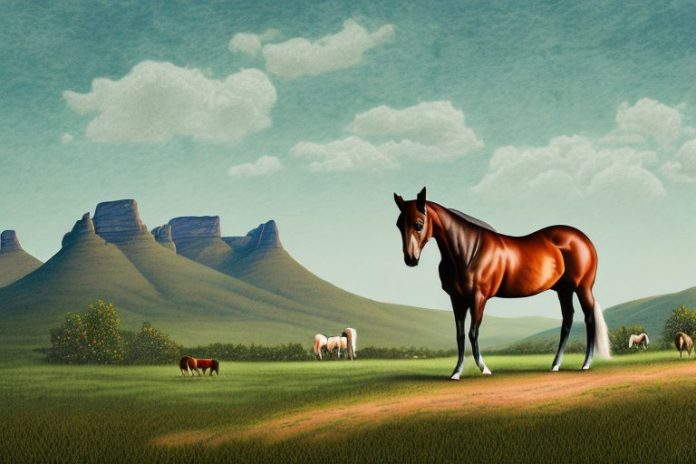 A kentucky mountain saddle horse in a rural landscape in port elizabeth