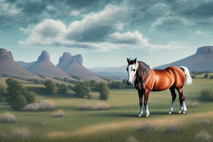 A kentucky mountain saddle horse in a rural setting in parys