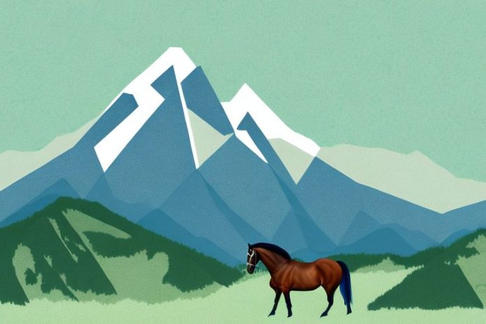 A mountain landscape with a kentucky mountain saddle horse in the foreground