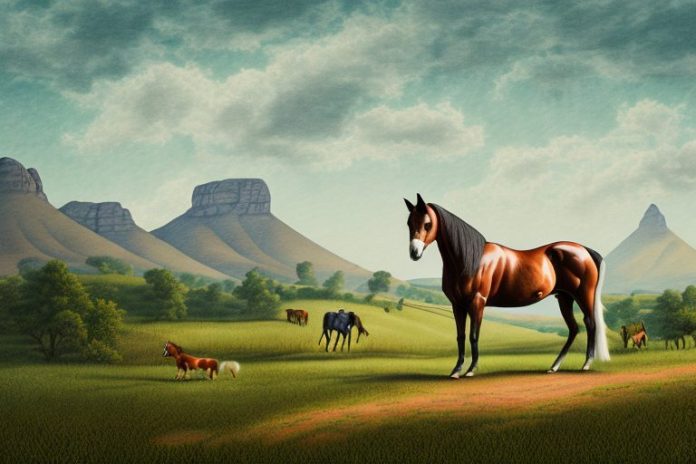 A kentucky mountain saddle horse in a rural landscape in vereeniging