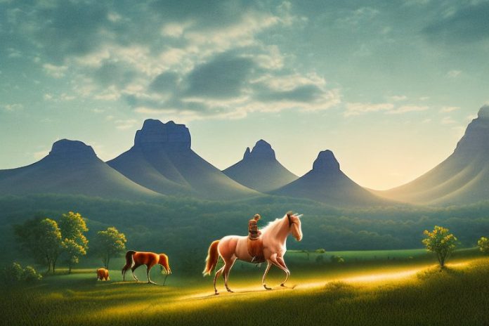 A kentucky mountain saddle horse in a rural landscape in tzaneen