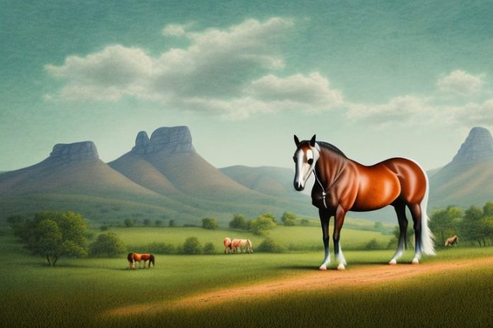 A kentucky mountain saddle horse in a rural landscape in phalaborwa
