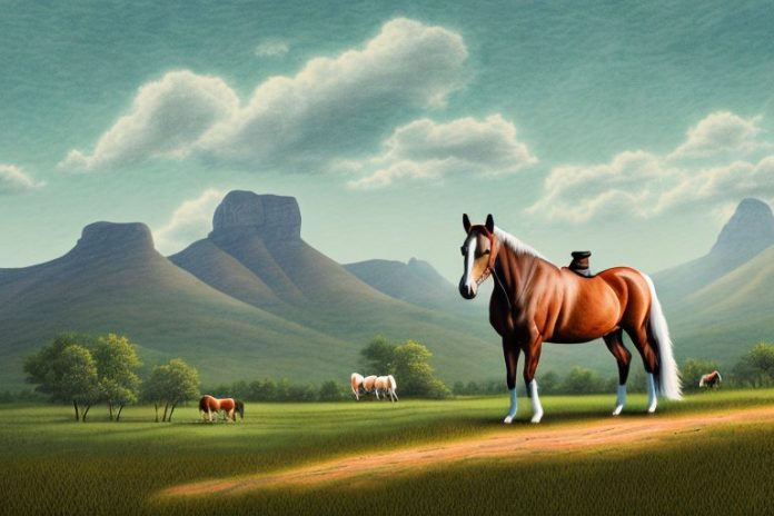 A kentucky mountain saddle horse in a rural landscape in modimolle