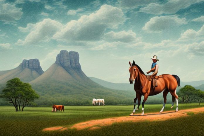 A kentucky mountain saddle horse in a rural landscape in giyani