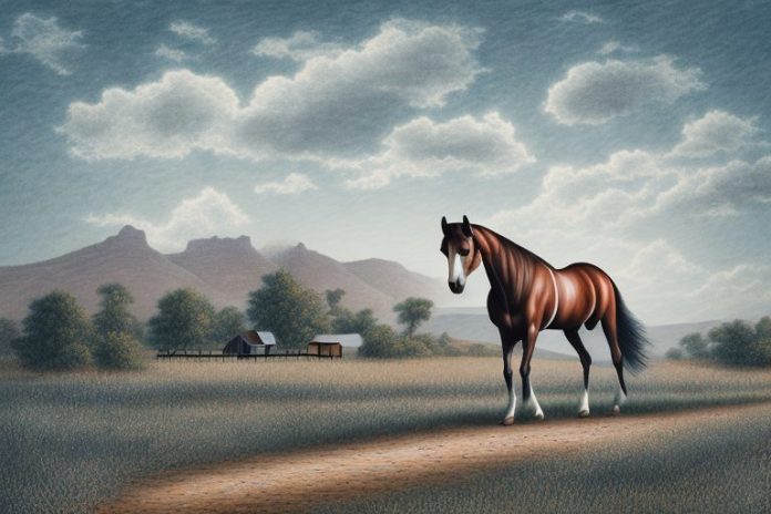 A kentucky mountain saddle horse in a rural setting in upington