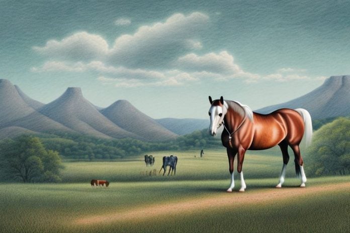A kentucky mountain saddle horse in a rural setting in warrenton