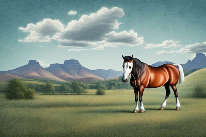 A kentucky mountain saddle horse in a rural setting in colesberg