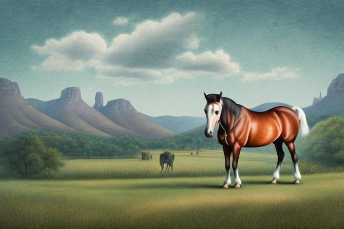 A kentucky mountain saddle horse in a rural setting in rustenburg