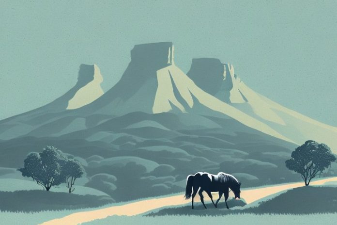 A kentucky mountain saddle horse in the landscape of klerksdorp