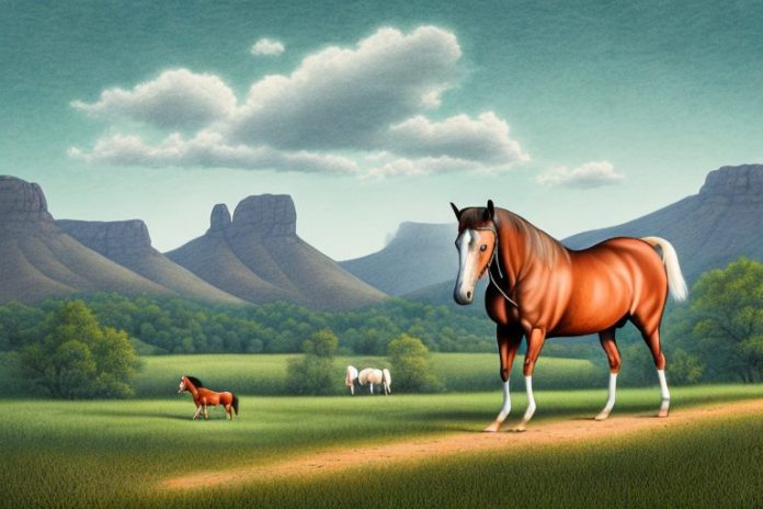 A kentucky mountain saddle horse in a rural setting in hartbeespoort
