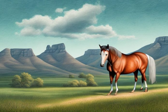 A kentucky mountain saddle horse in a rural south african landscape
