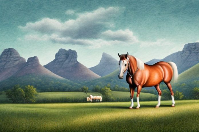 A kentucky mountain saddle horse in a rural setting in stellenbosch