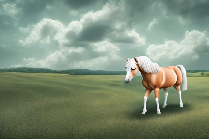 A haflinger horse in a rural landscape