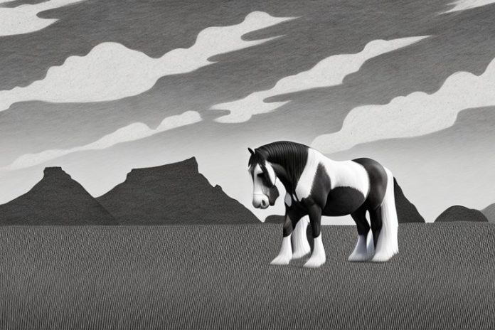 A clydesdale horse in a rural south african landscape