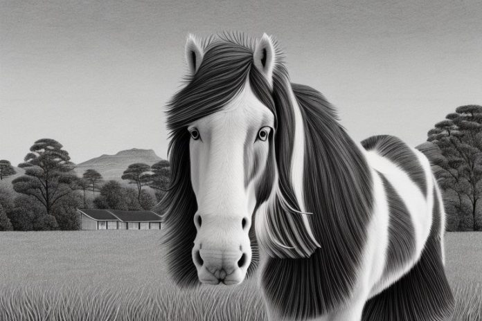 A clydesdale horse in a rural setting in pinetown