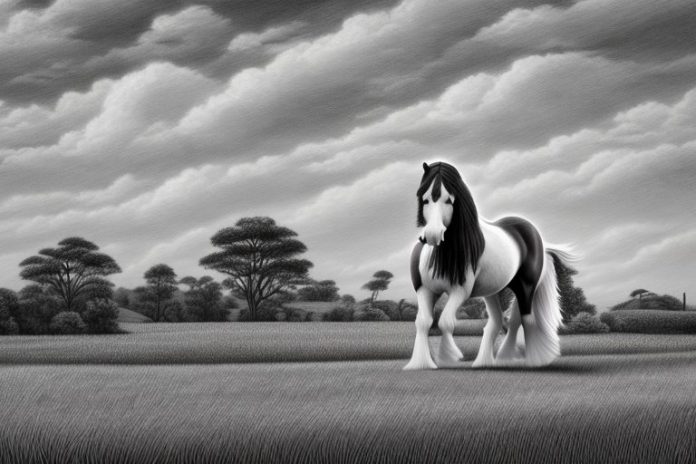 A clydesdale horse in a rural landscape in umhlanga