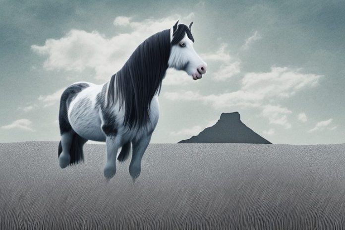 A clydesdale horse standing in a field in ballito