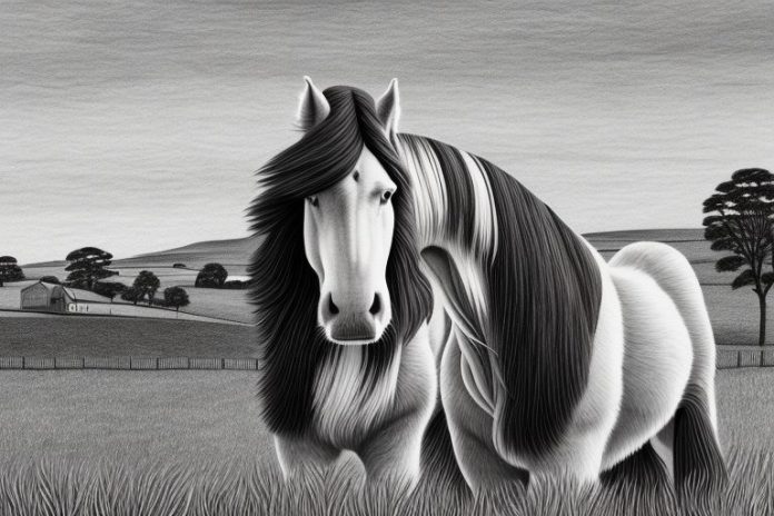 A clydesdale horse in a rural setting in grahamstown