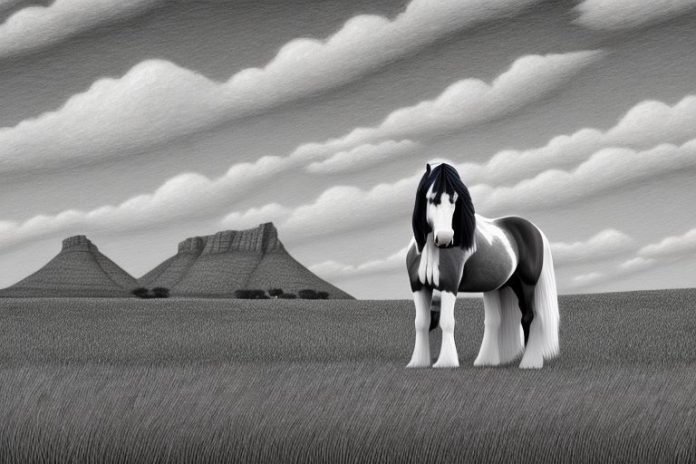 A clydesdale horse in a rural south african landscape