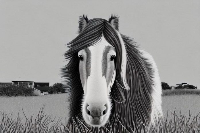 A clydesdale horse in a rural setting in jeffreys bay