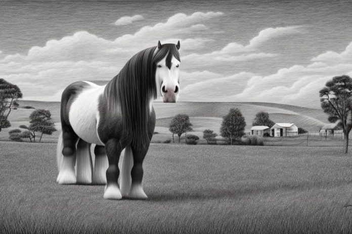 A clydesdale horse in a rural setting in botshabelo