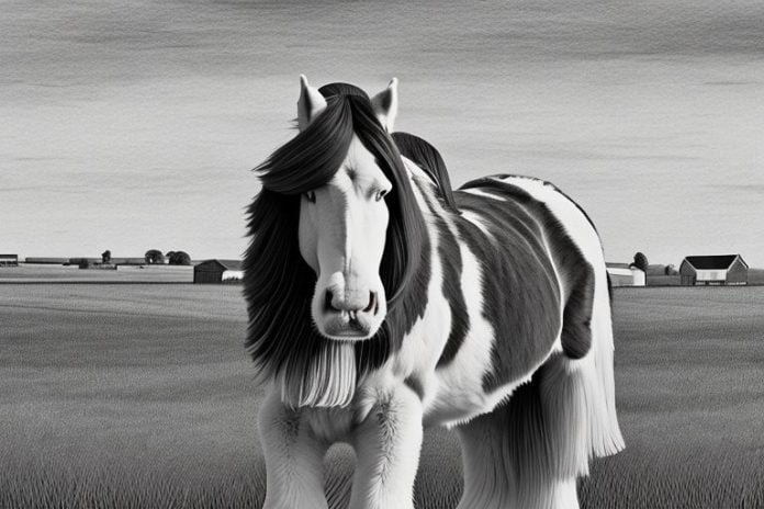 A clydesdale horse in a rural setting in welkom