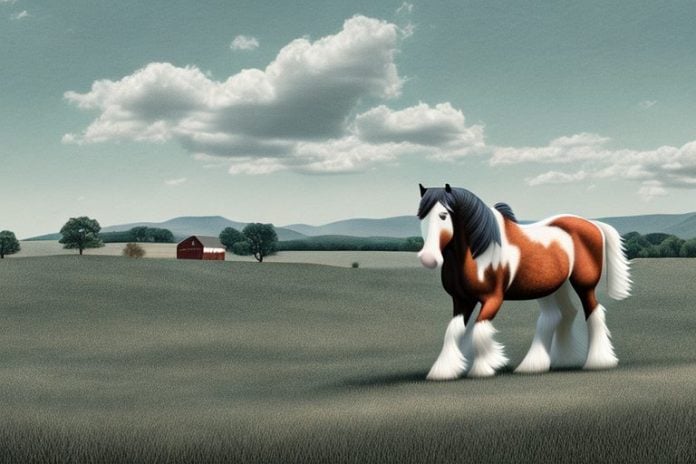 A clydesdale horse in a rural virginia