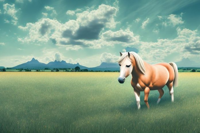 A haflinger horse in a field