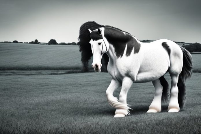 A clydesdale horse in a rural setting