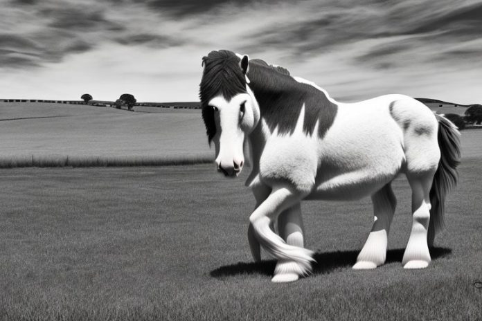 A clydesdale horse in a rural setting in ficksburg