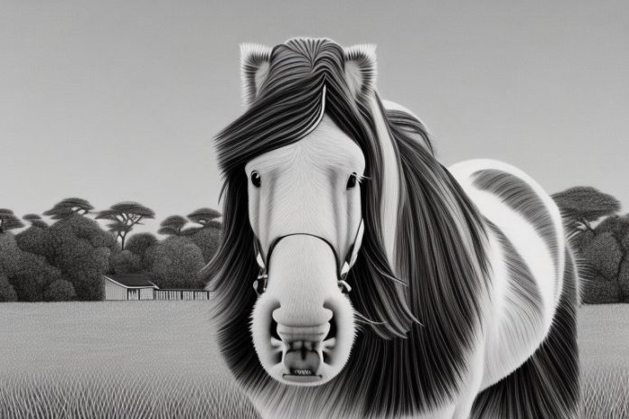 A clydesdale horse in a rural setting in johannesburg