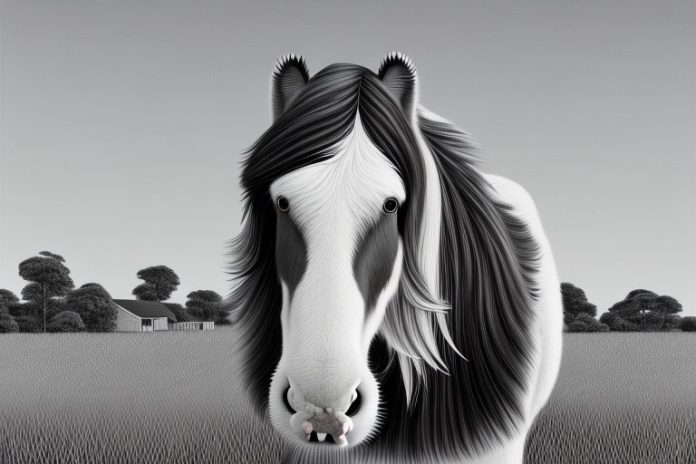A clydesdale horse in a rural landscape in east rand