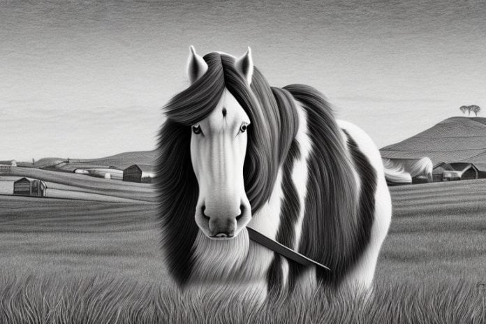 A clydesdale horse in a rural setting in krugersdorp