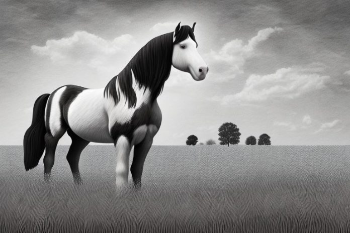 A clydesdale horse standing in a field in germiston