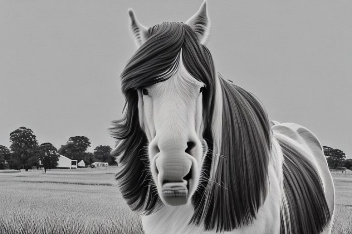 A clydesdale horse in a rural setting in midrand