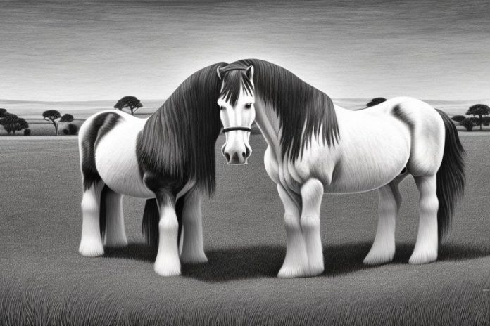 A clydesdale horse in a rural setting in thohoyandou