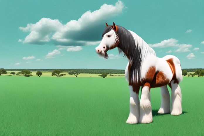 A clydesdale horse standing in a grassy field in mokopane