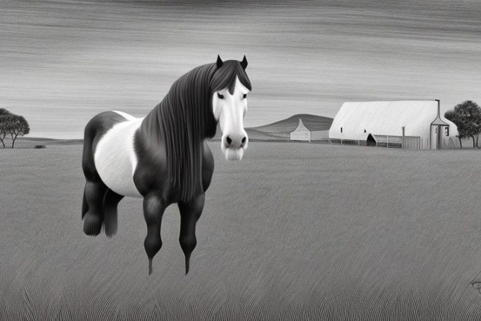 A clydesdale horse in a rural landscape in louis trichardt