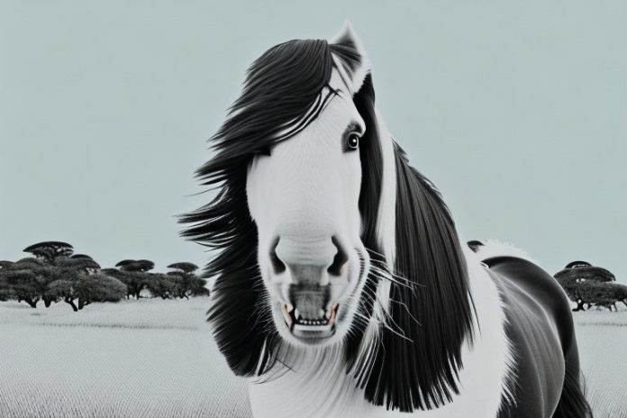 A clydesdale horse in a south african landscape