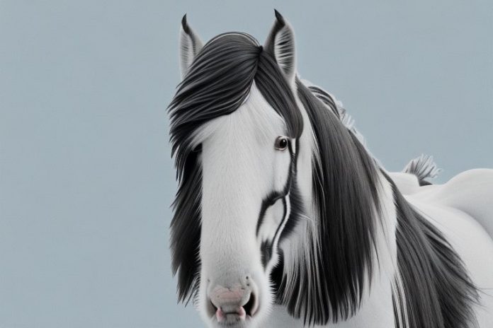 A clydesdale horse in its natural environment in the northern cape