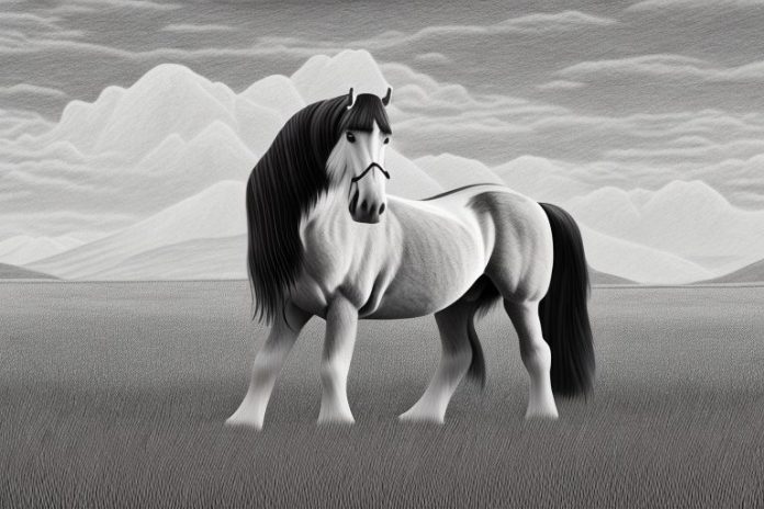 A clydesdale horse in a field in kimberley